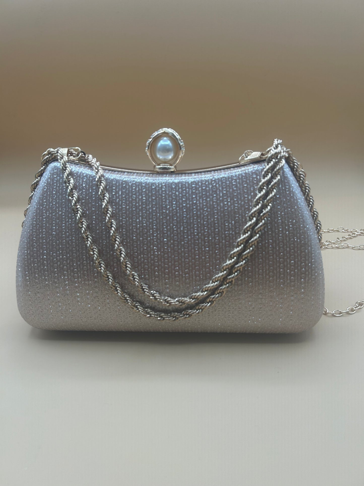 Evening Bag with Chain and Pearl Detail