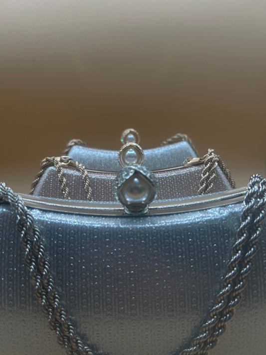 Evening Bag with Chain and Pearl Detail